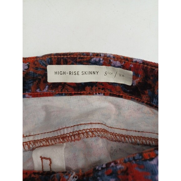 Pilcro and the Letterpress Corduroy Floral Pants Womens Sz 28 Red Purple - Picture 6 of 8